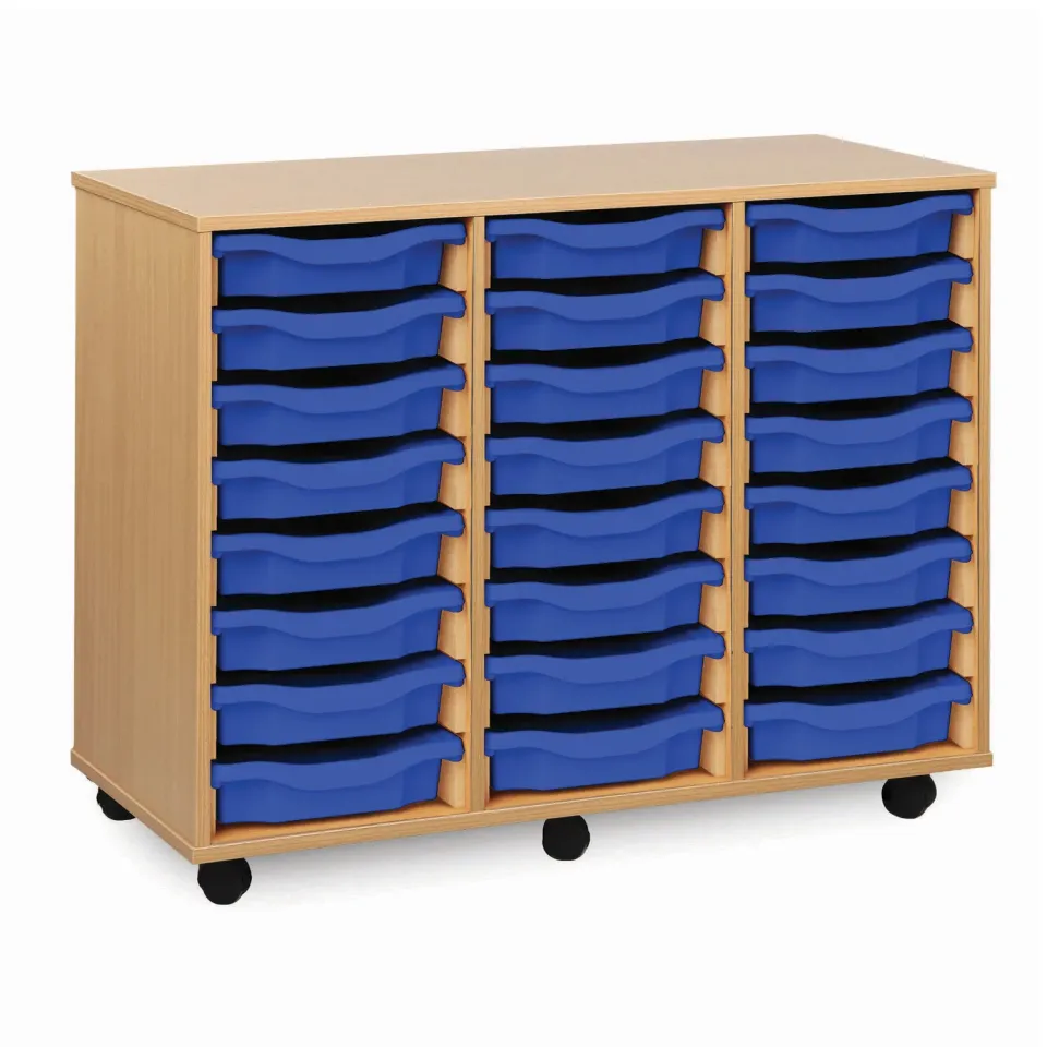 Monarch opbergkast 24 single trays blauw beuken 3x8