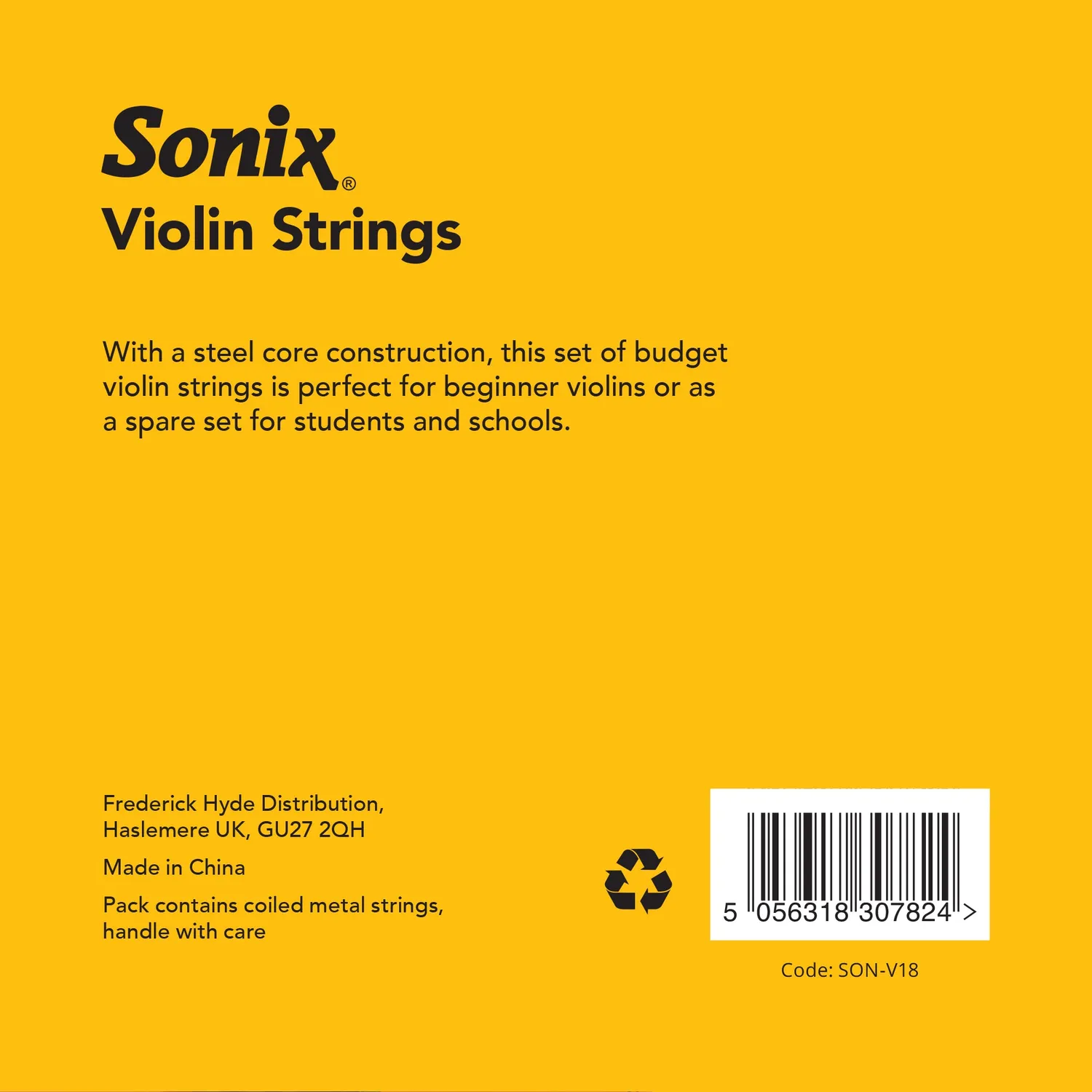 Sonix Student vioolsnarenset 1/8 formaat
