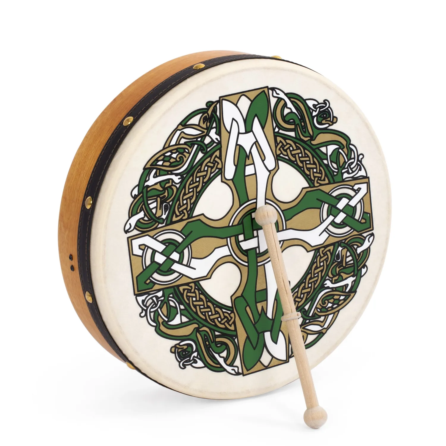 Percussion Plus bodhran Gaelic Cross 12 inch met tipper