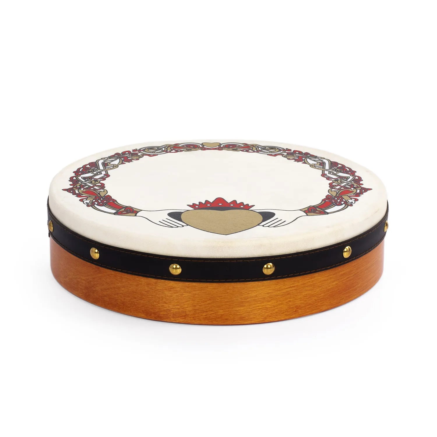 Percussion Plus bodhran 12 inch Claddagh met tipper
