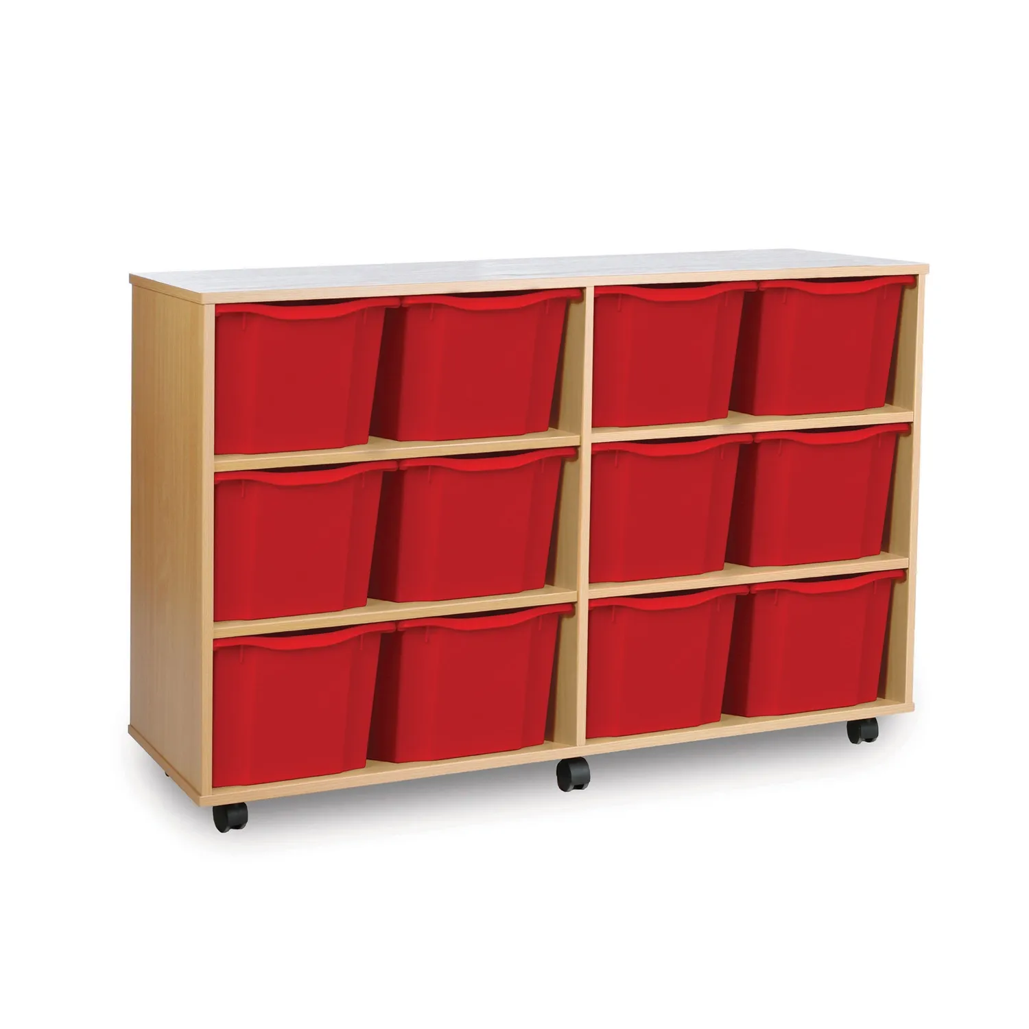 Monarch opbergkast 12 triple trays blauw beuken 4x3