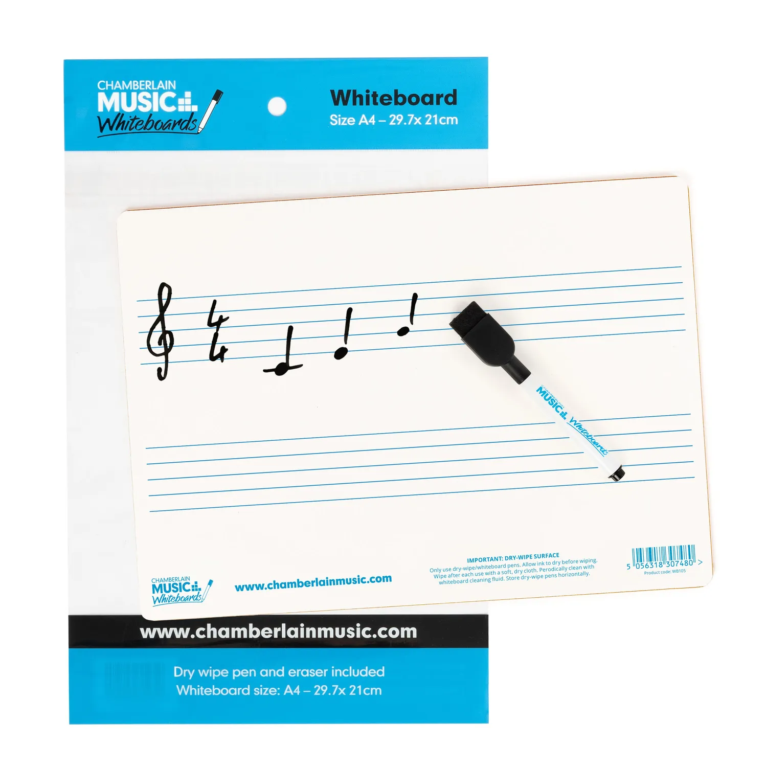 Chamberlain Music whiteboard A4 notenbalk 12-pack 2 balken