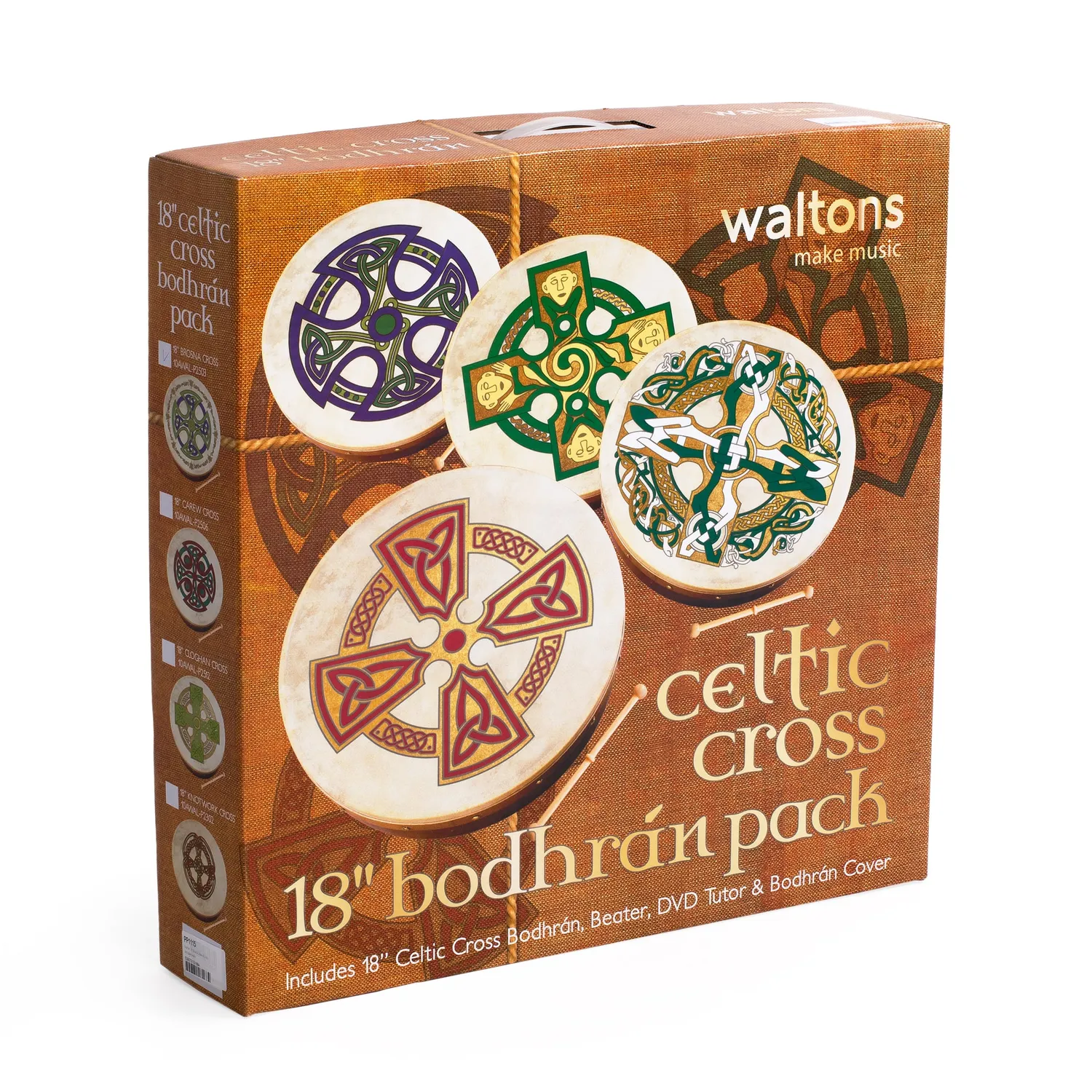 Percussion Plus Brosna Cross bodhran 18 inch met tas natuurvel
