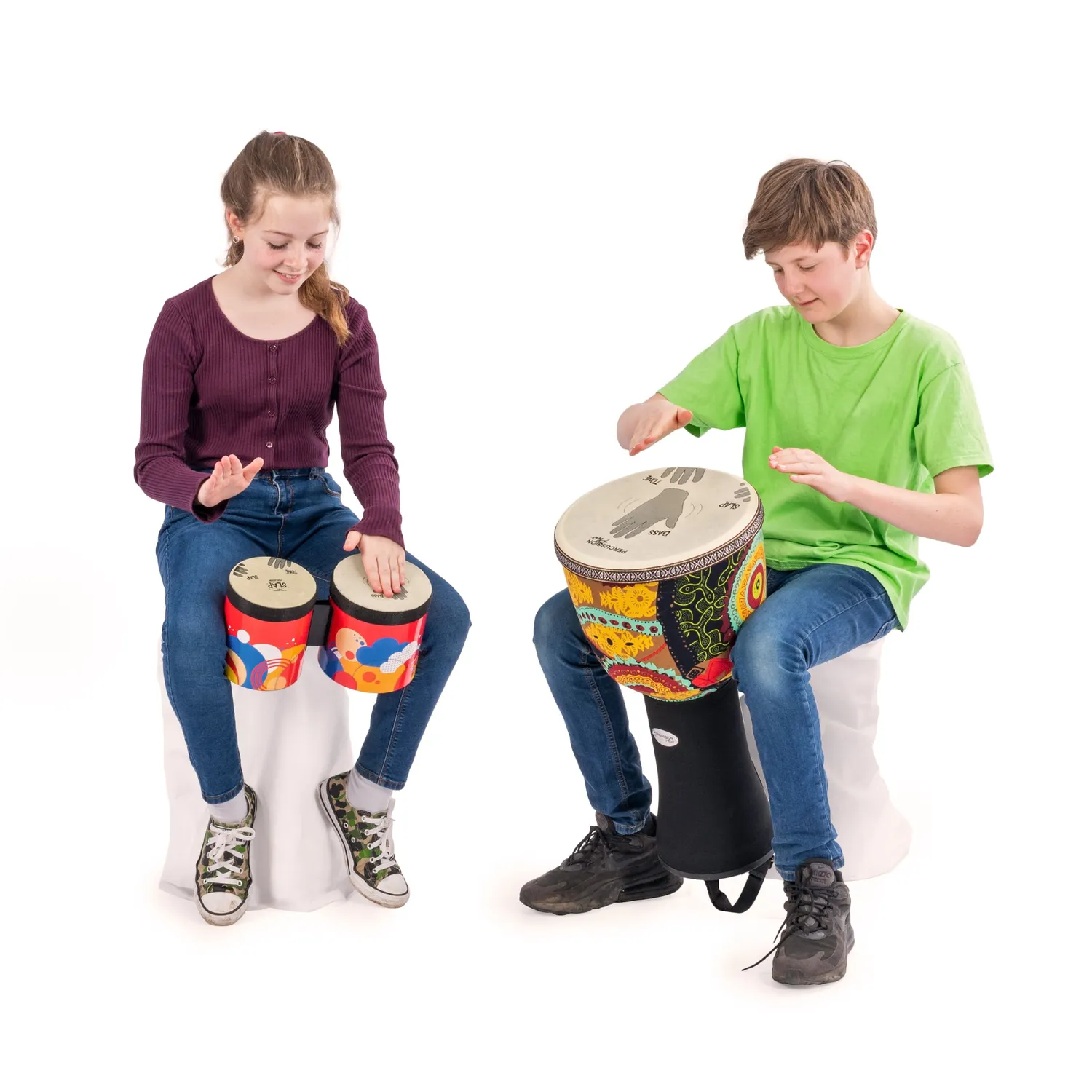 Percussion Plus Slap KidZ bongodrums 5+6 inch met handposities