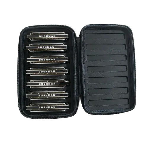 Bushman 7 Harp mondharmonica koffer 7-vaks zwart