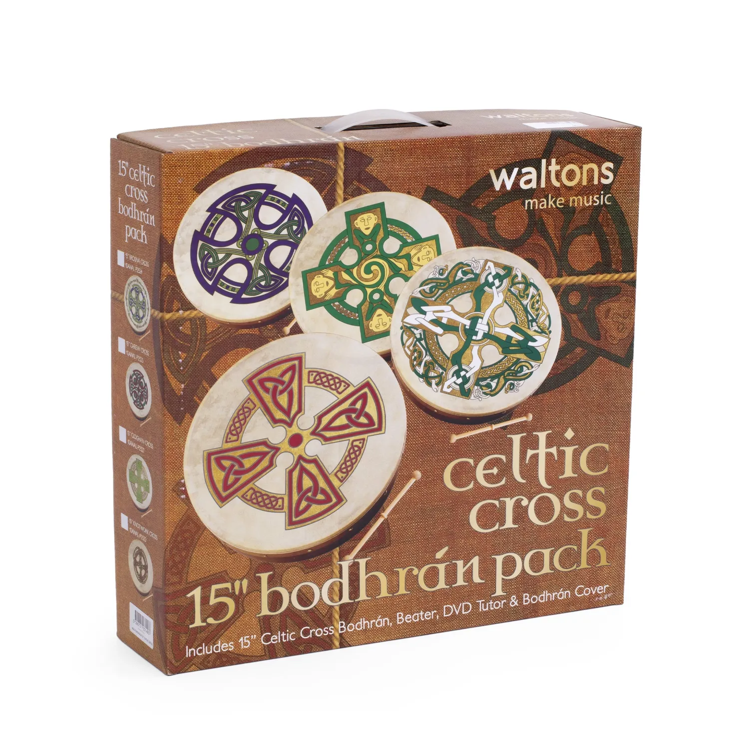 Percussion Plus bodhran 15 inch Gaelic Cross-set met tas