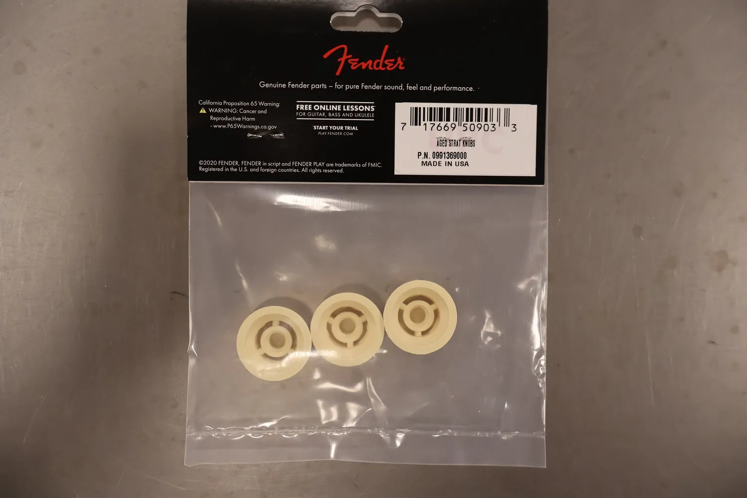 Fender Stratocaster potmeterknoppen aged white set 3