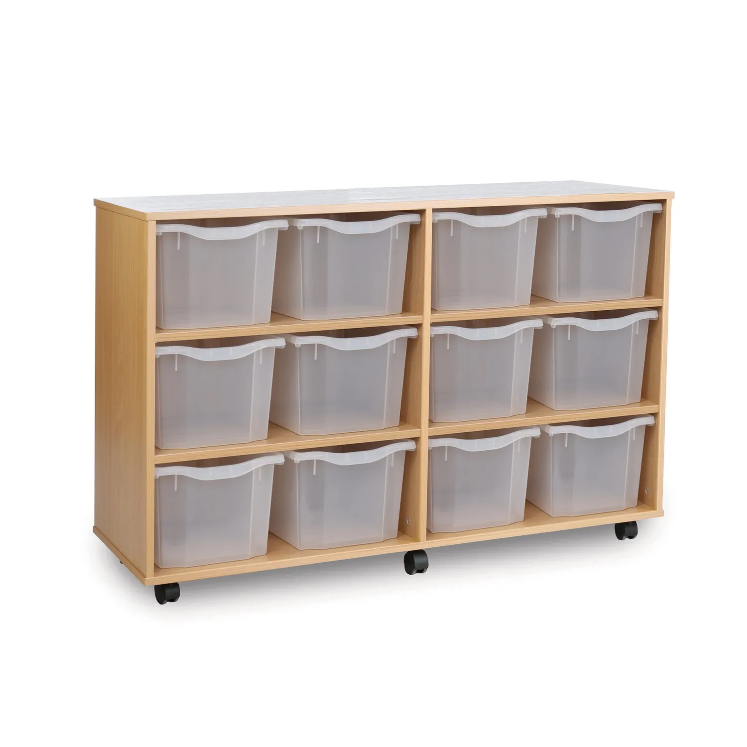Monarch opbergkast 12 triple trays blauw beuken 4x3
