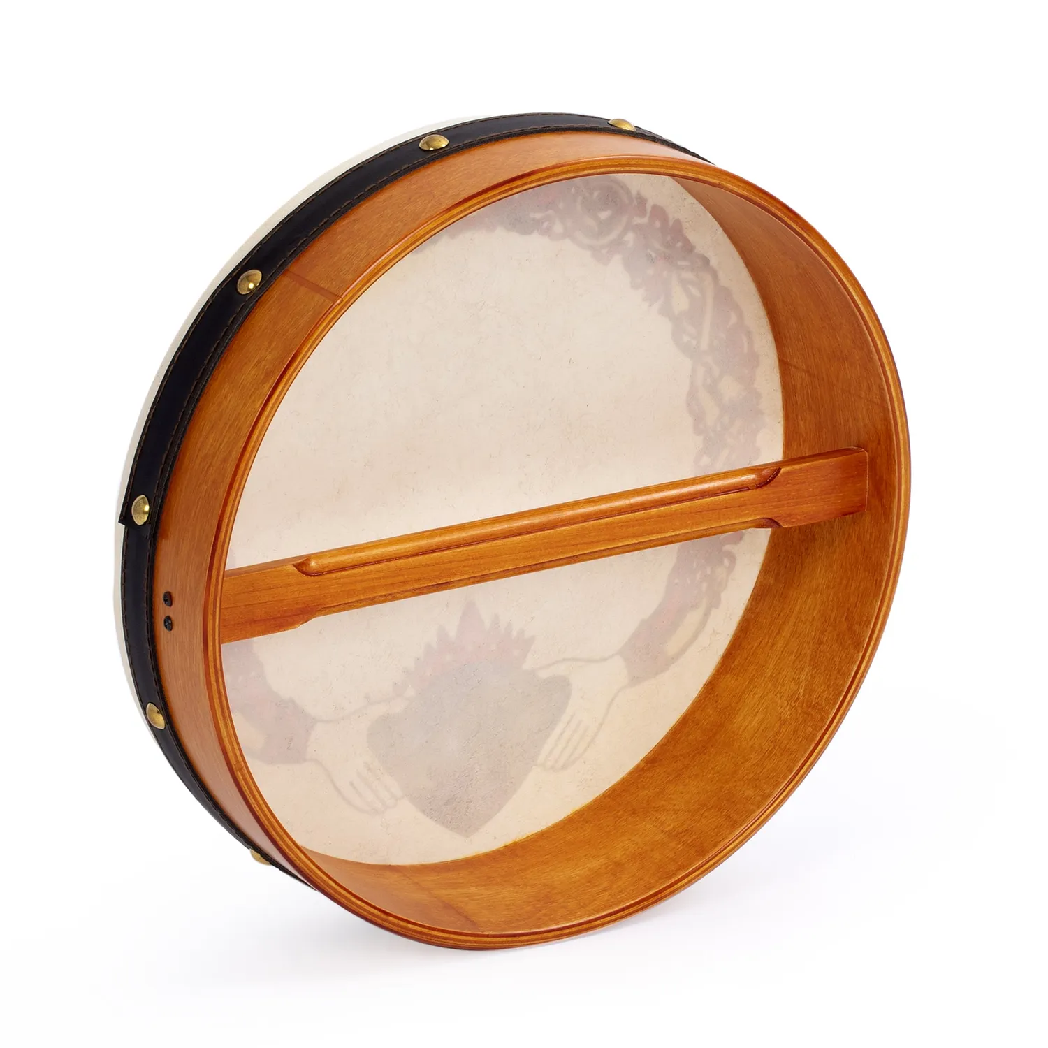 Percussion Plus bodhran 12 inch Claddagh met tipper