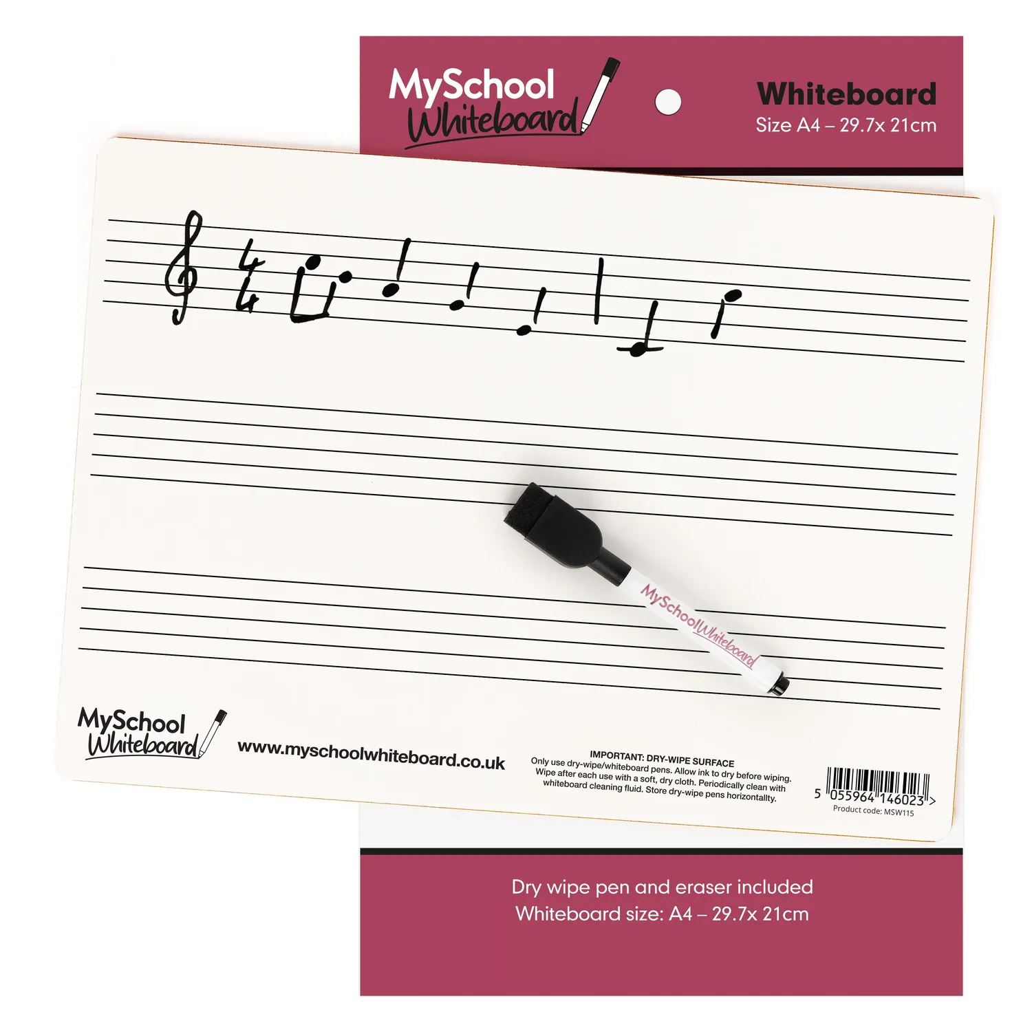 My School Whiteboard muziek whiteboard A4 set van 12 3 balken