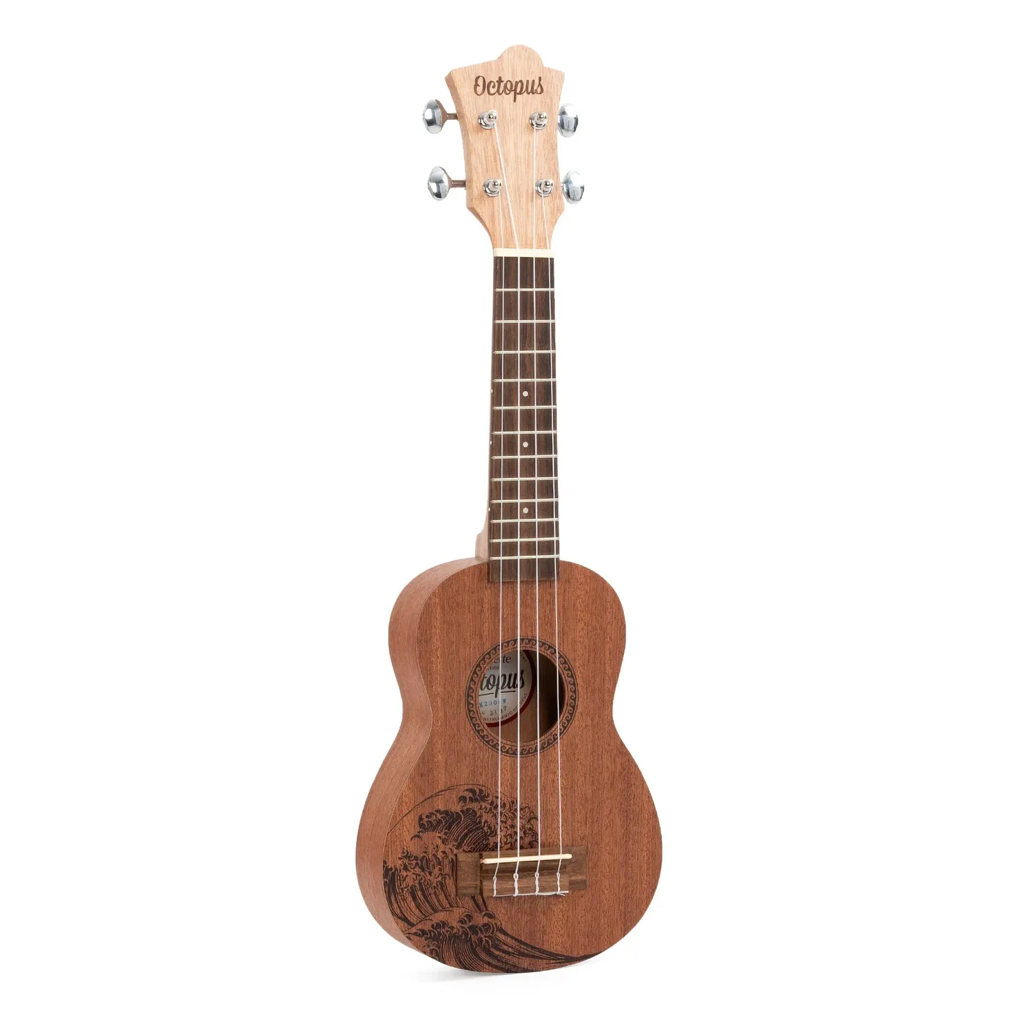 Octopus Rosette sopraan ukelele shell gelaserd met tas