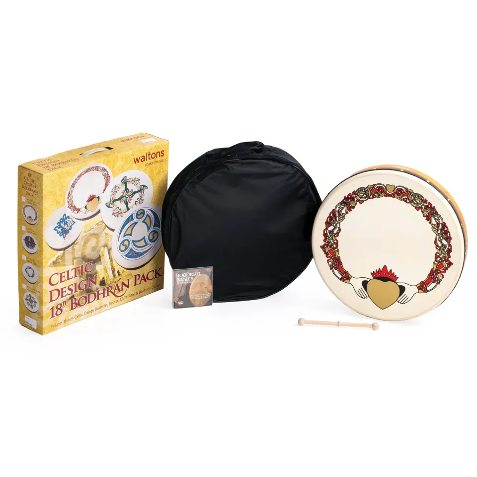 Percussion Plus Claddagh bodhran 18 inch met tas tipper dvd