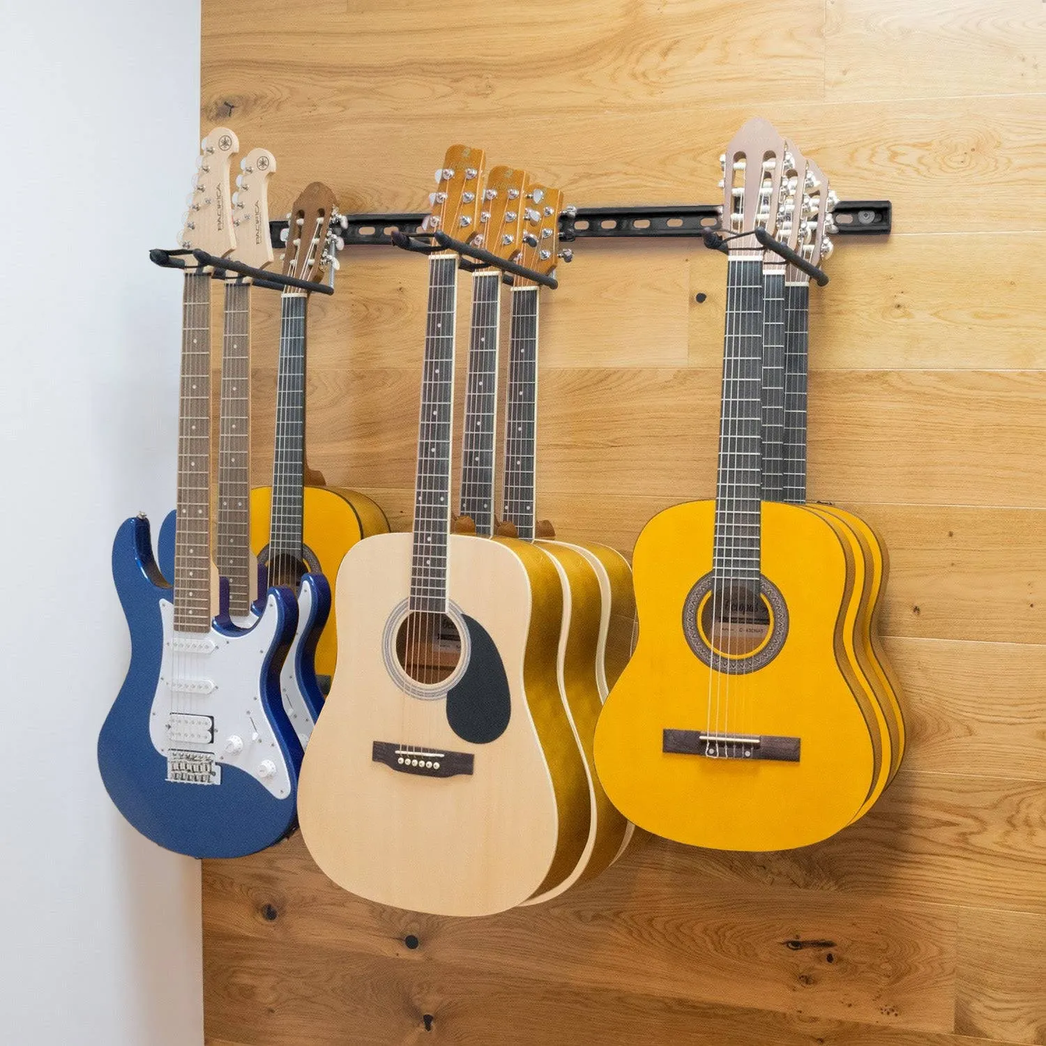 Gitaar wandhouder zwart 9 gitaren 1 meter
