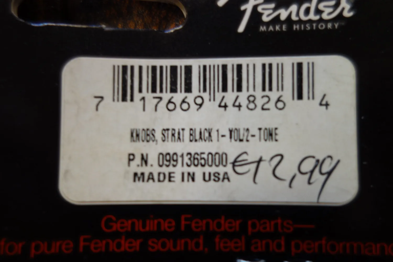 Fender Stratocaster knoppen zwart volume tone 3 stuks
