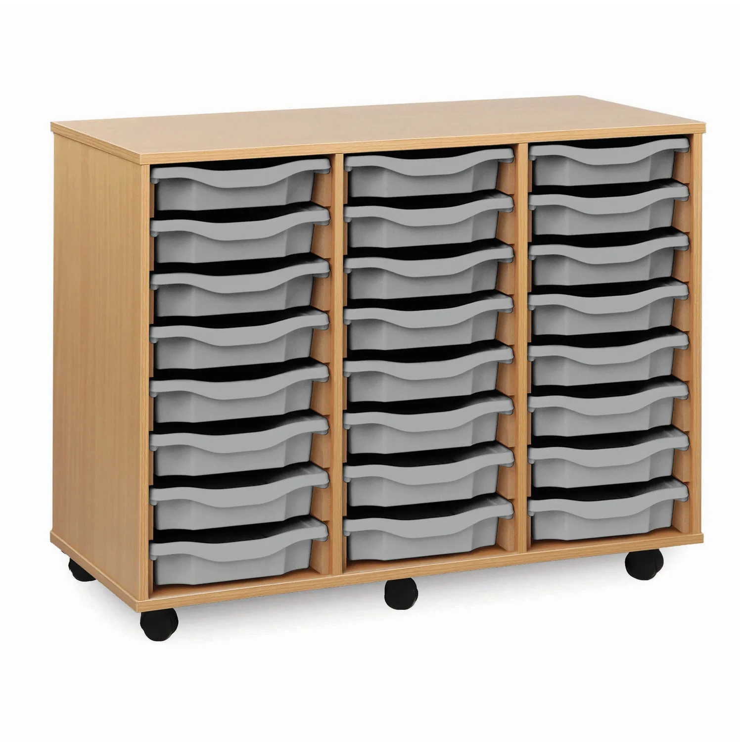 Monarch opbergkast 24 single trays blauw beuken 3x8