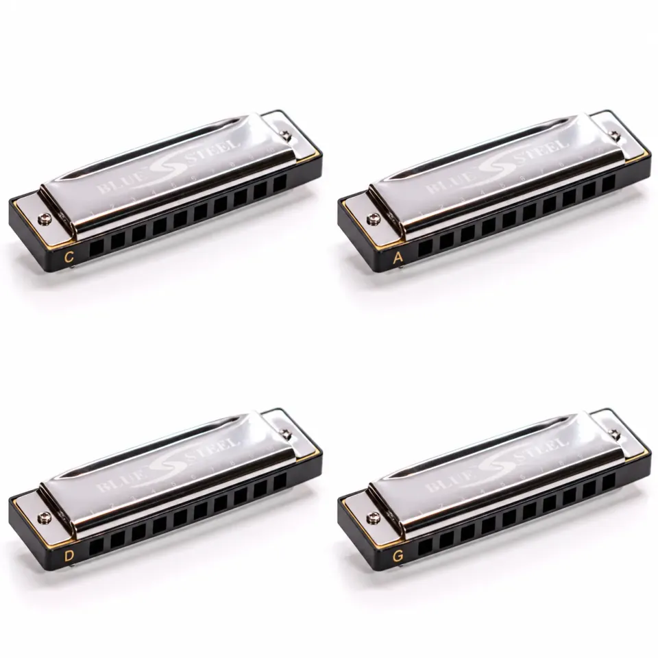 Bushman Blue Steel mondharmonica set 4 toonsoorten