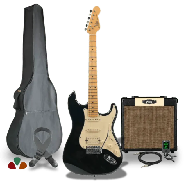 MAI Starter L.A. elektrische gitaar starterset zwart met versterker