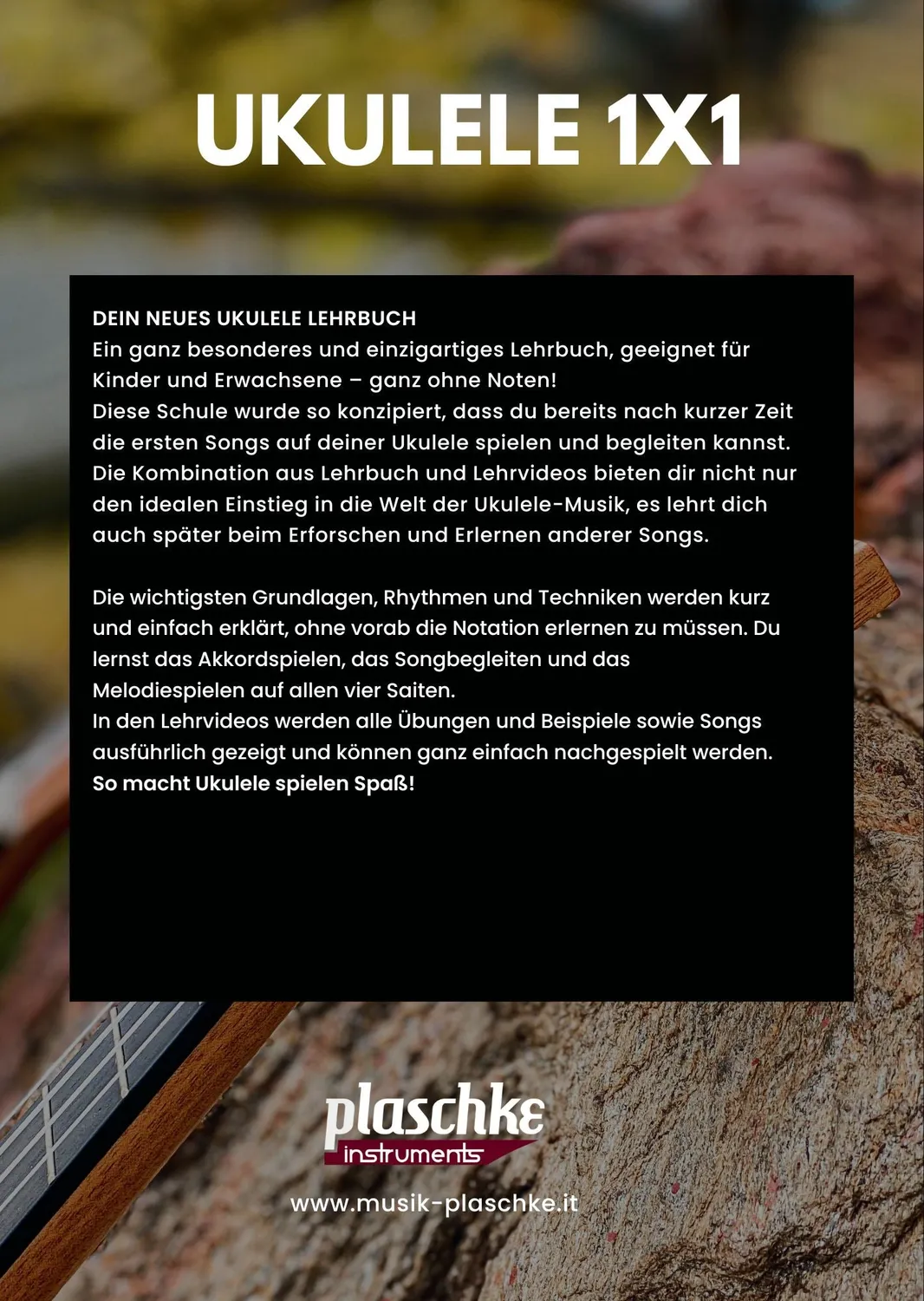 Plaschke Ukulele 101 leerboek zonder noten met QR-video