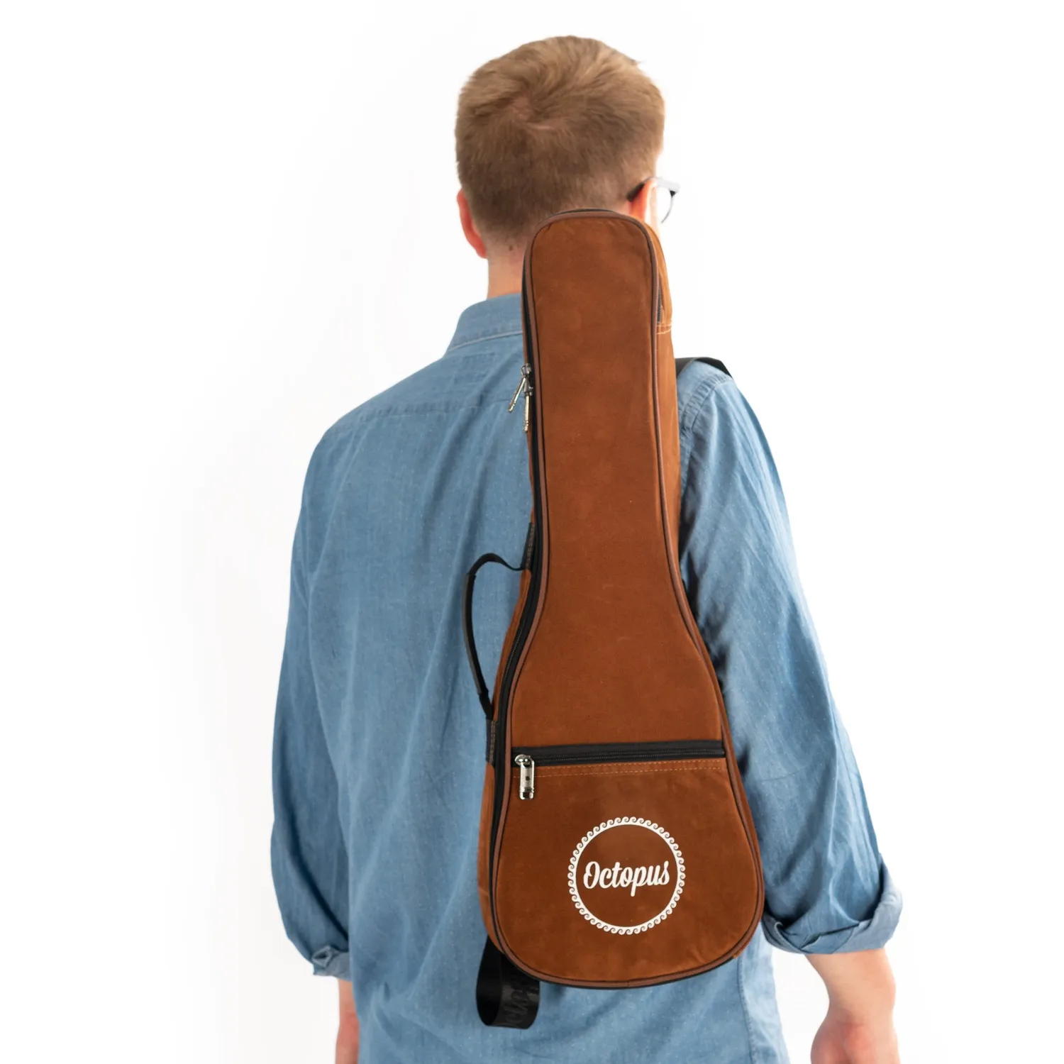 Octopus UK57 ukelele hoes sopraan donkerbruin suède