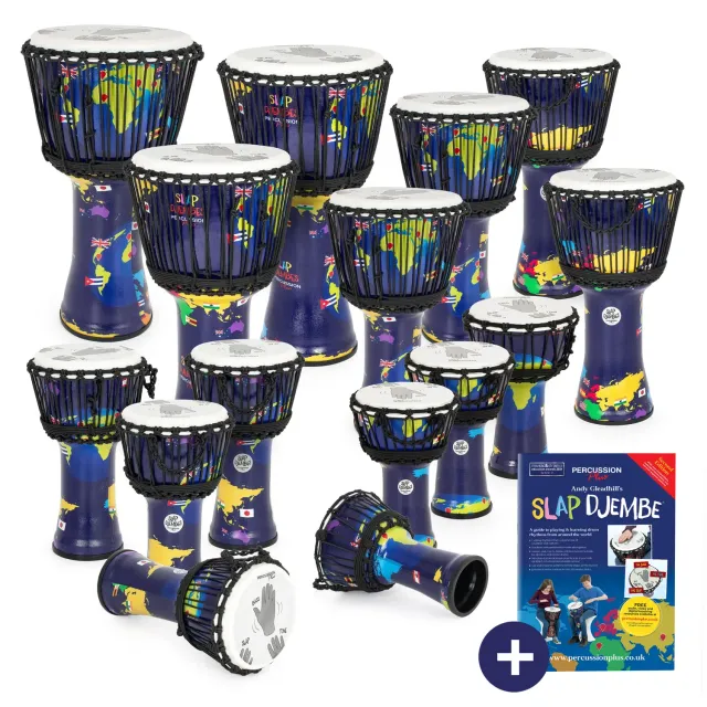 Percussion Plus World Slap djembeset 15 stuks touwgestemd