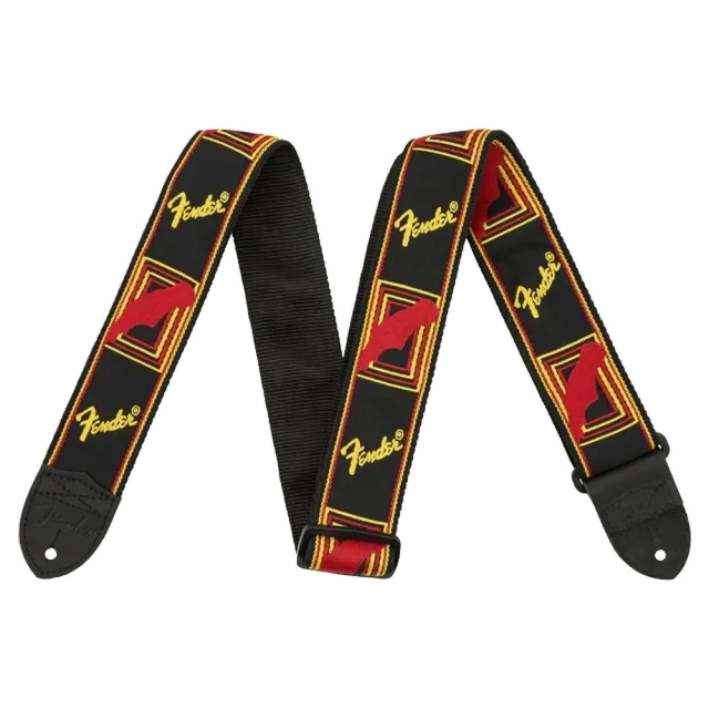 Fender Monogrammed 2 inch gitaarband zwart geel rood