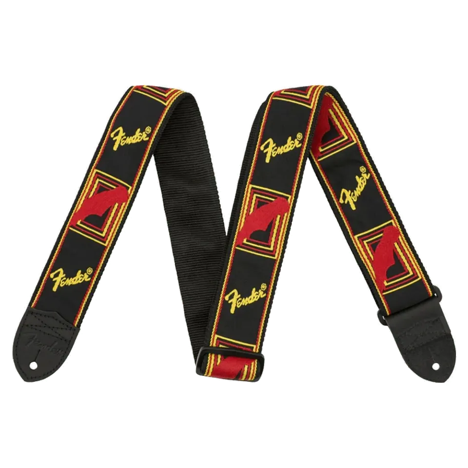 Fender Monogrammed 2 inch gitaarband zwart geel rood