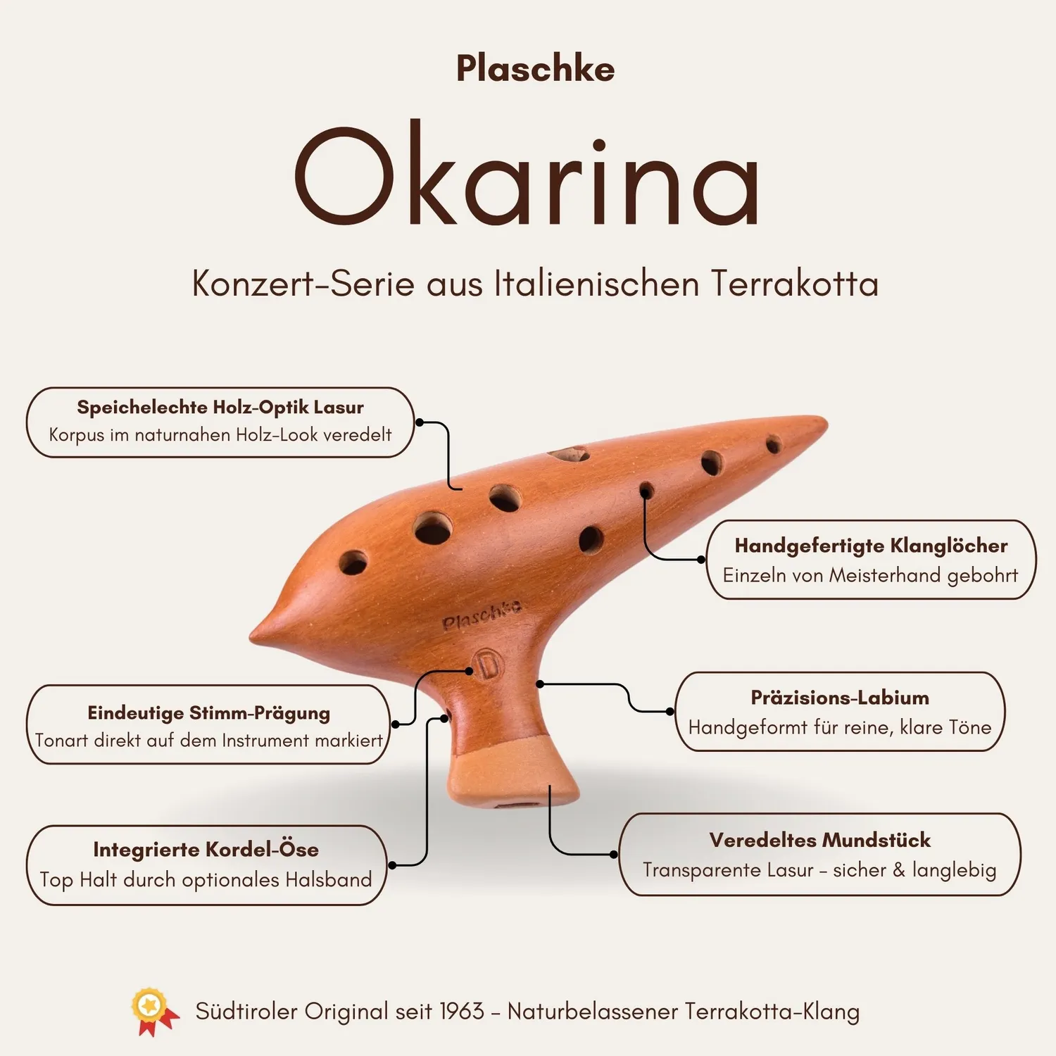 Plaschke concertocarina sopraan terracotta 10-gaats
