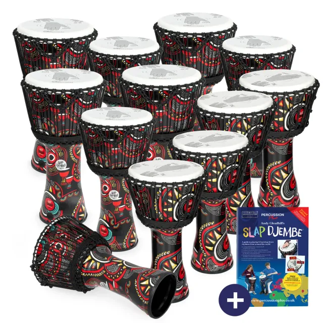 Percussion Plus Carnival Slap djembe set 12 stuks touwgestemd