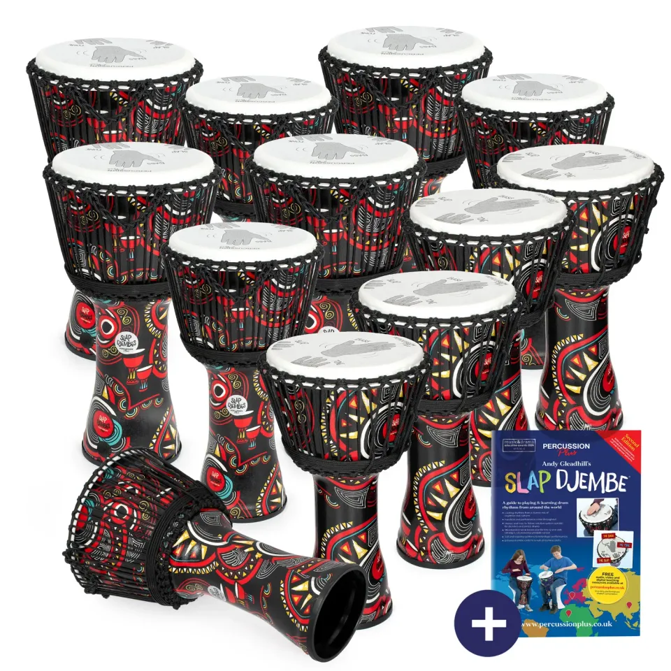 Percussion Plus Carnival Slap djembe set 12 stuks touwgestemd
