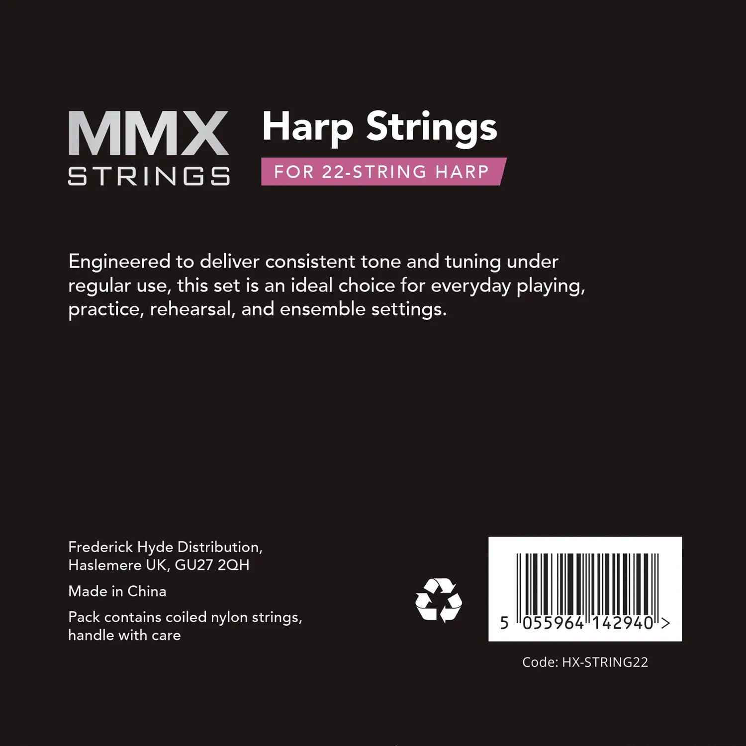 MMX harpsnarenset 22 snaren nylon voor 22-snarige harp