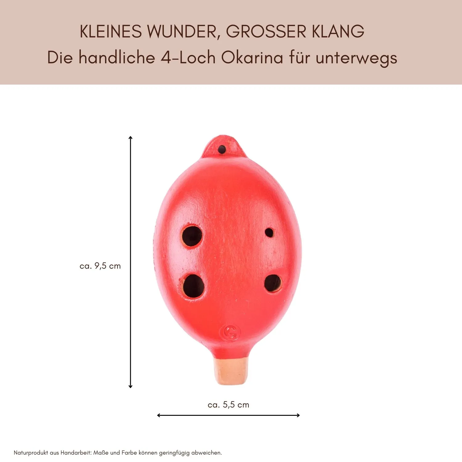 Plaschke hanger-ocarina 4-gaats terracotta bruin