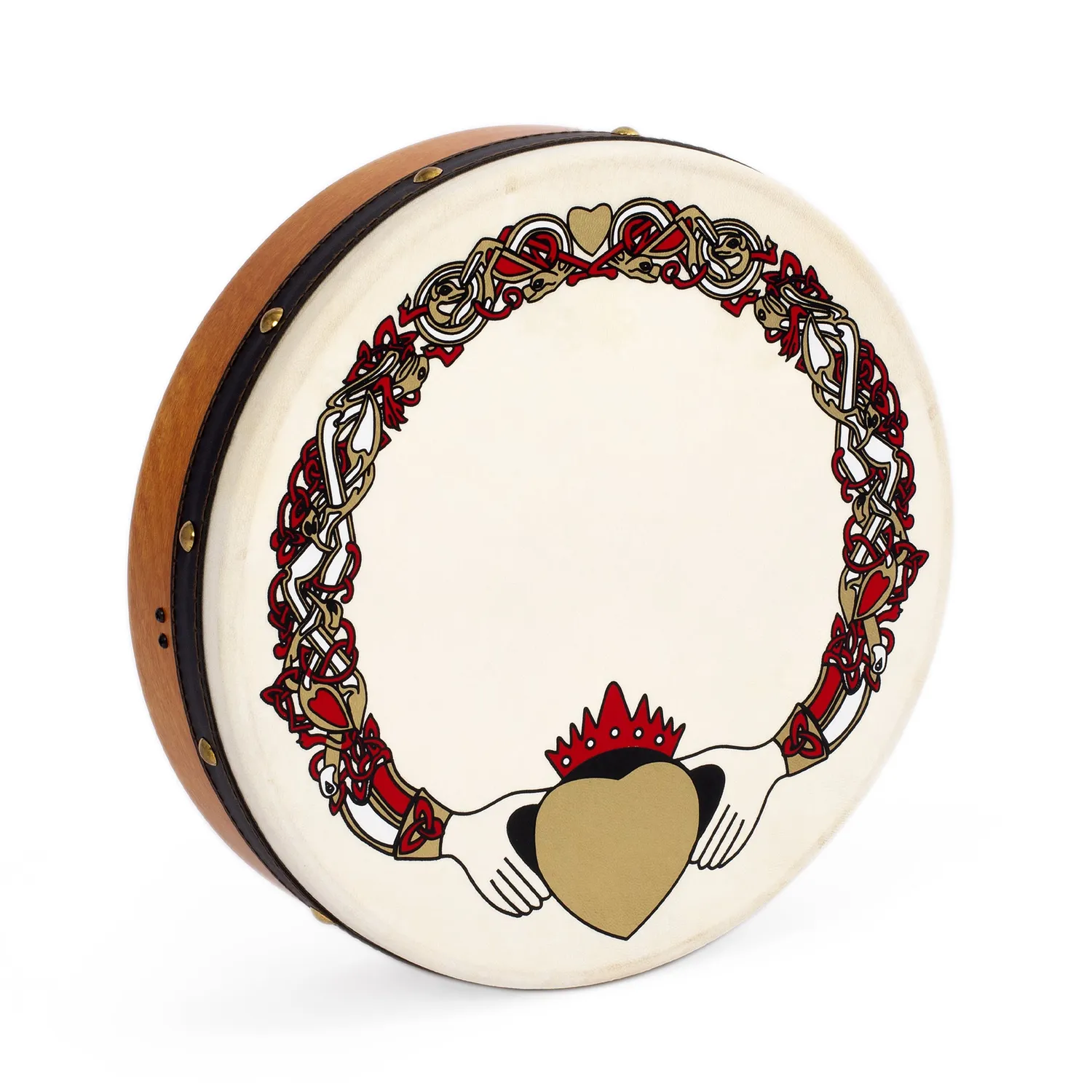 Percussion Plus bodhran 12 inch Claddagh met tipper