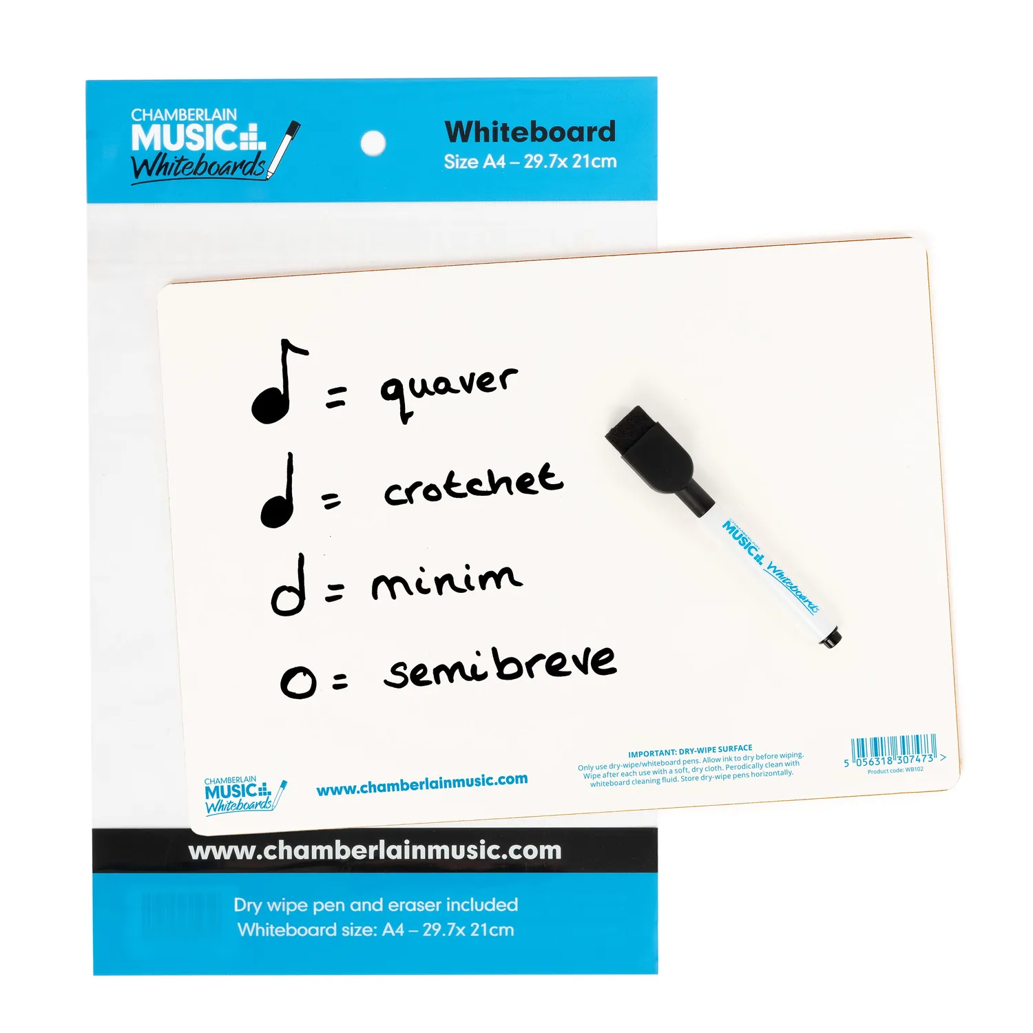 Chamberlain Music whiteboard A4 12-pack dubbelzijdig