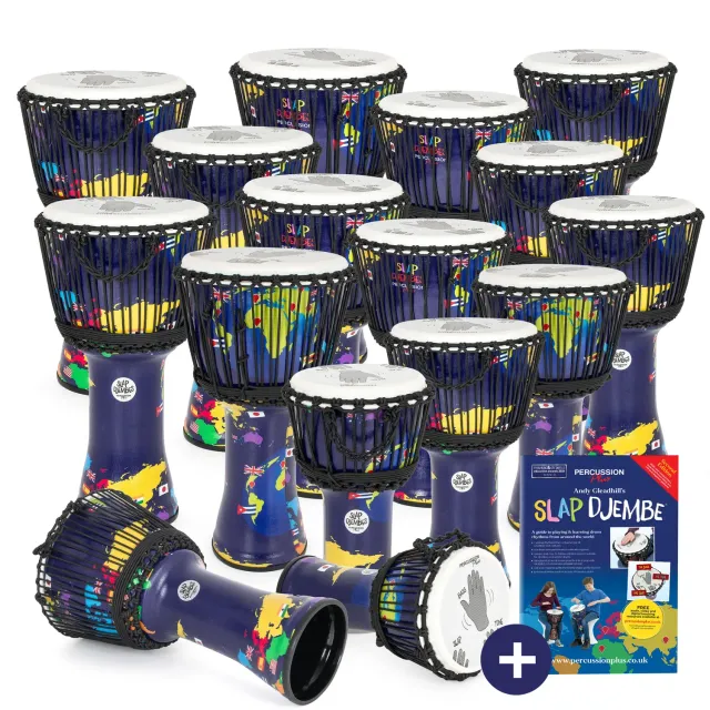 Percussion Plus Slap Djembe set 16 stuks touwgestemd