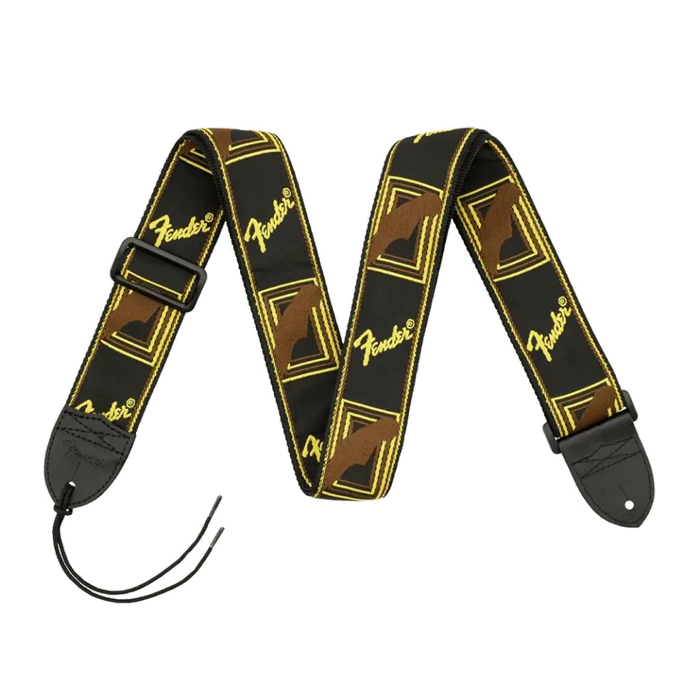 Fender Monogrammed gitaarband 2" zwart geel