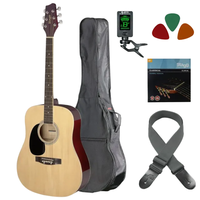 MAI Starter Series akoestische gitaar linkshandig naturel startersset