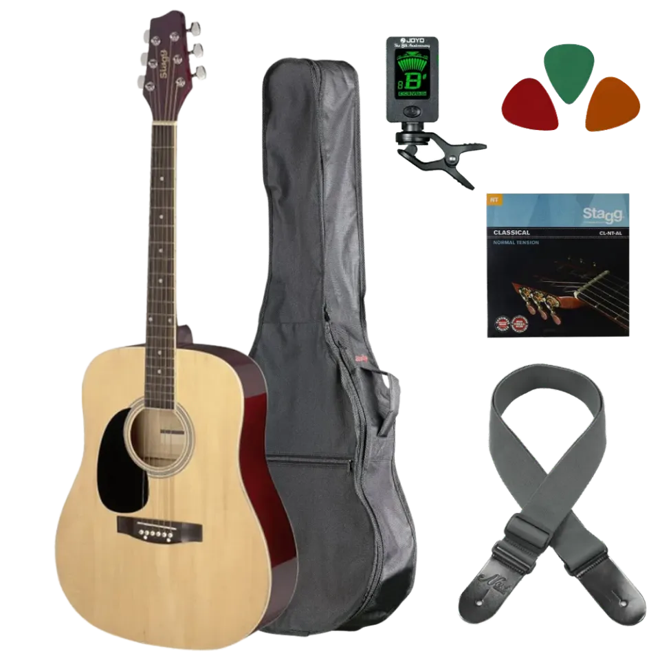 MAI Starter Series akoestische gitaar linkshandig naturel startersset