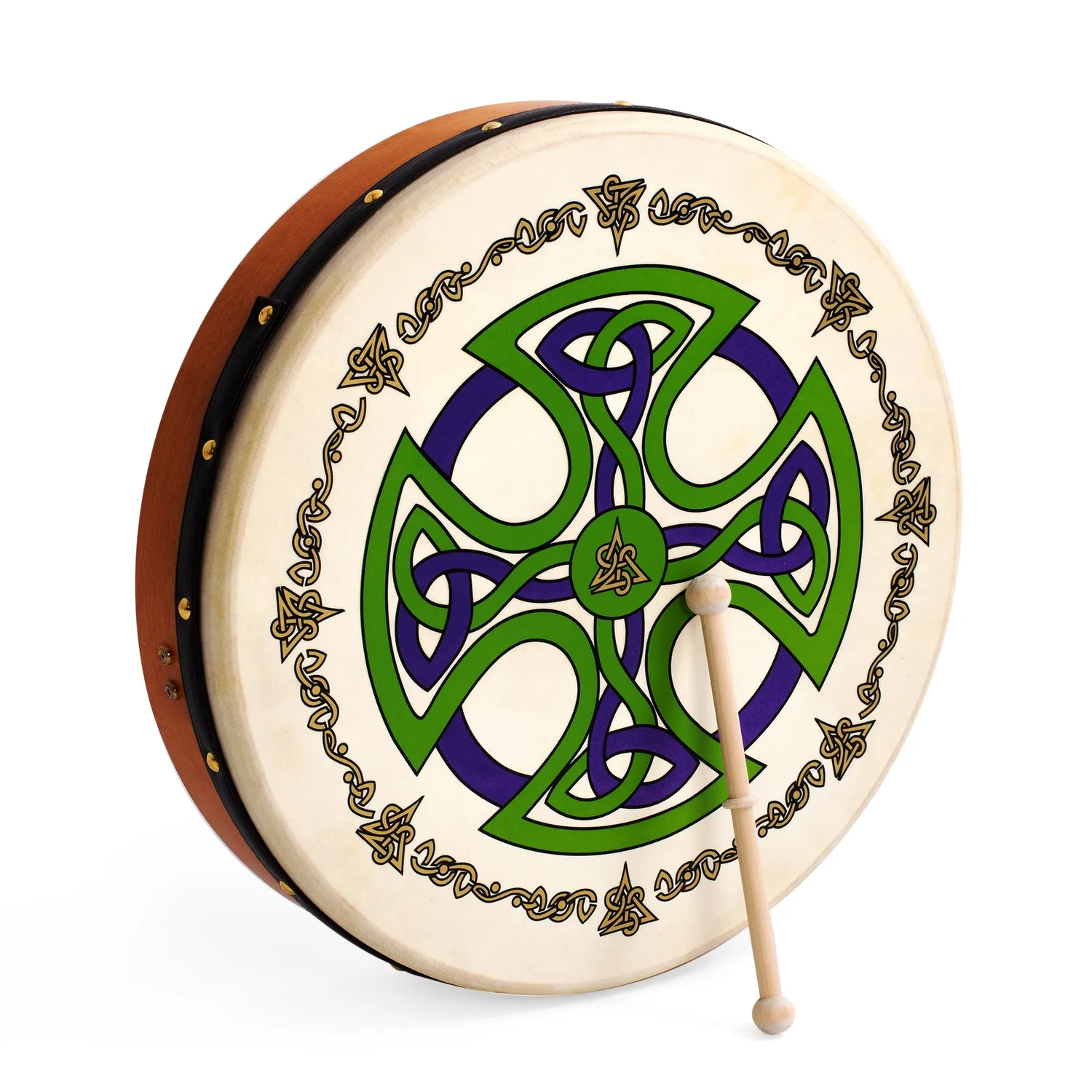 Percussion Plus Brosna Cross bodhran 18 inch met tas natuurvel