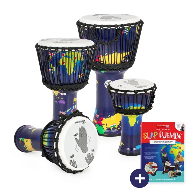 Percussion Plus World Slap Djembe set 4 stuks touwgestemd