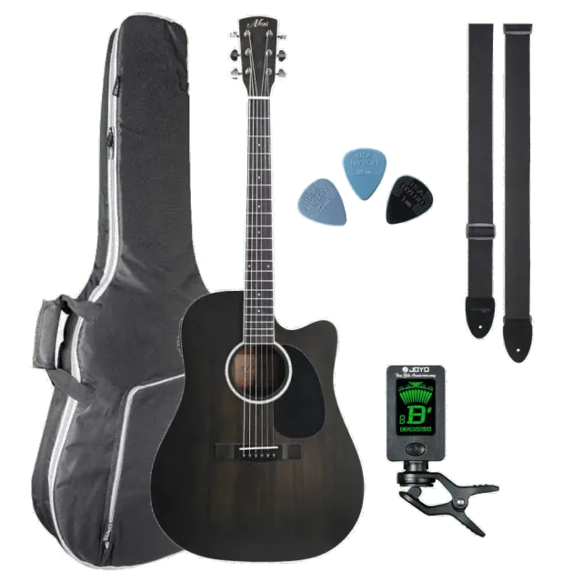 NX Essentials semi-akoestische gitaar zwart complete starterspakket