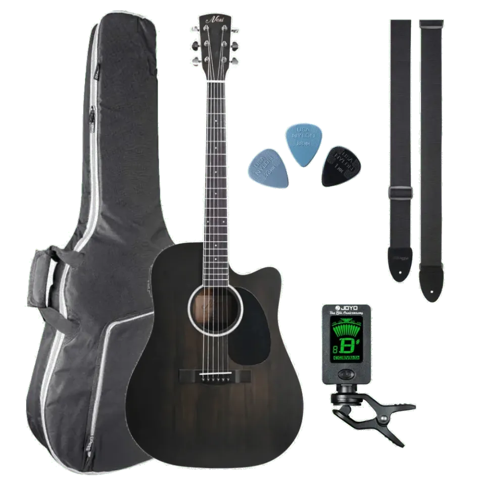 NX Essentials semi-akoestische gitaar zwart complete starterspakket