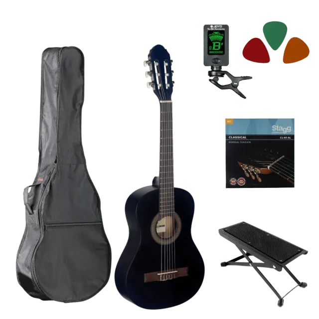 MAI Starter klassieke gitaar 1/2 zwart starterset kind