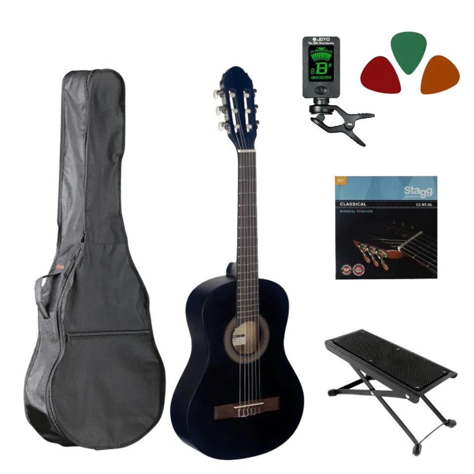 MAI Starter klassieke gitaar 1/2 zwart starterset kind