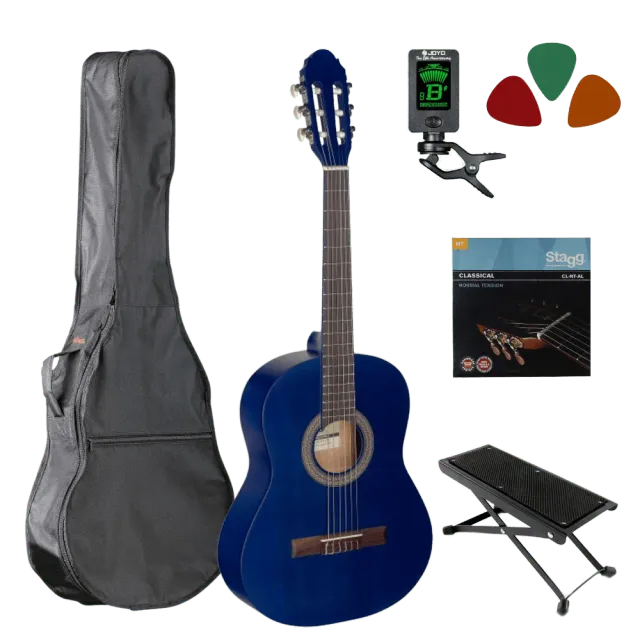 Starter klassieke gitaar 3/4 starterset blauw nylon