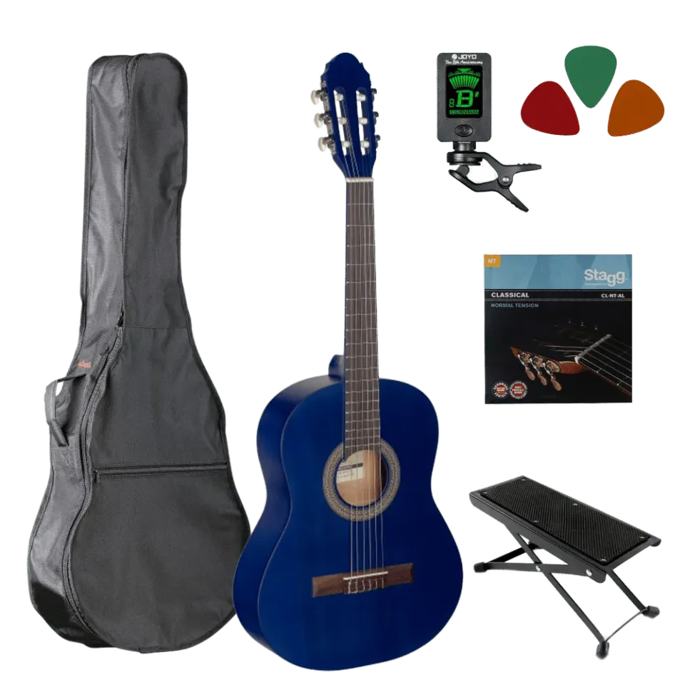 Starter klassieke gitaar 3/4 starterset blauw nylon