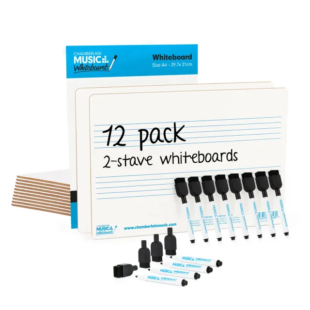 Chamberlain Music whiteboard A4 notenbalk 12-pack 2 balken
