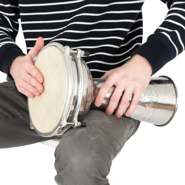 Percussion Plus doumbek nikkel 10 inch bewerkt