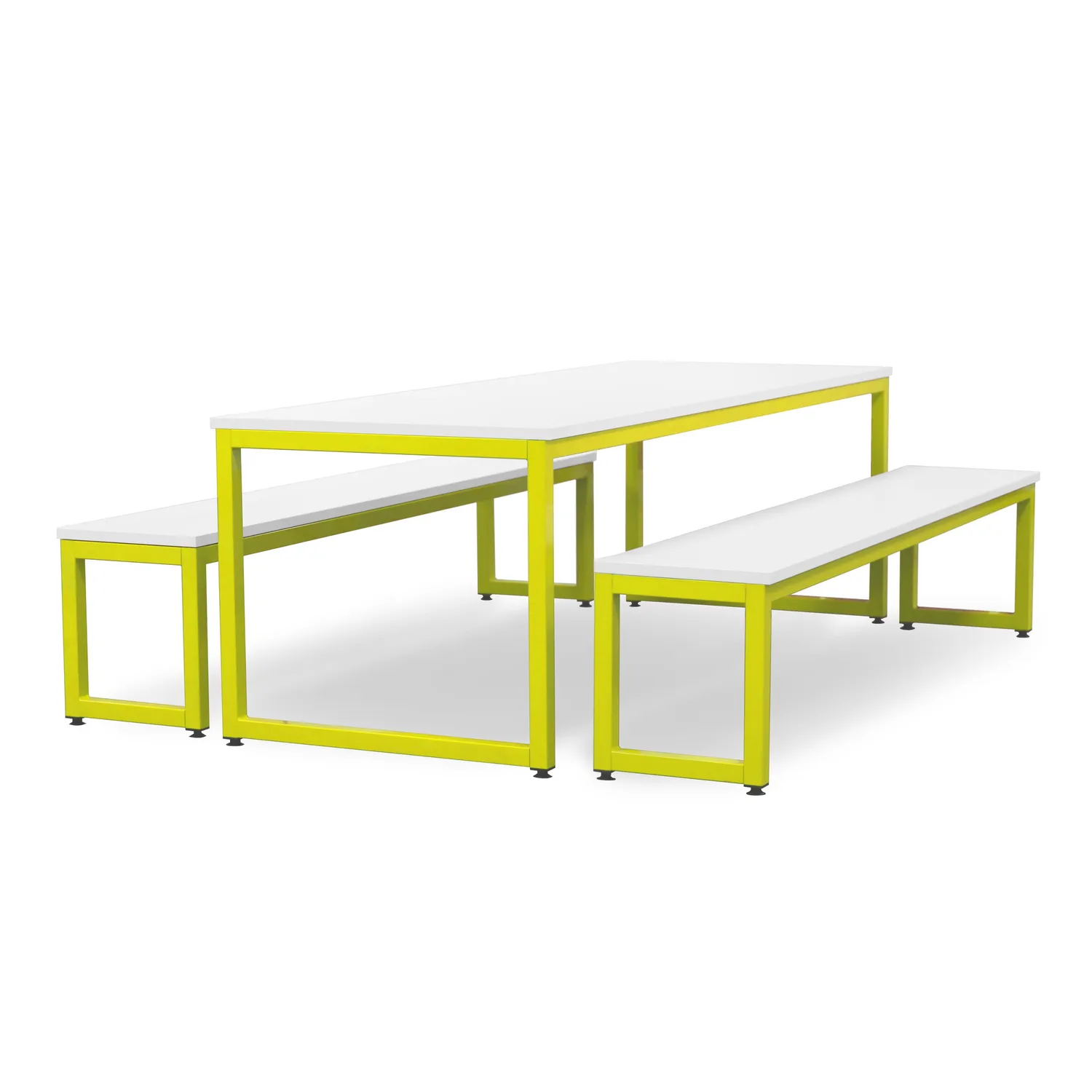 Monarch eettafel met banken wit blad donkergrijs