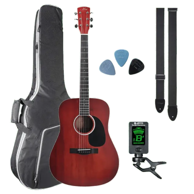 NX rode akoestische gitaar starterspakket met hoes