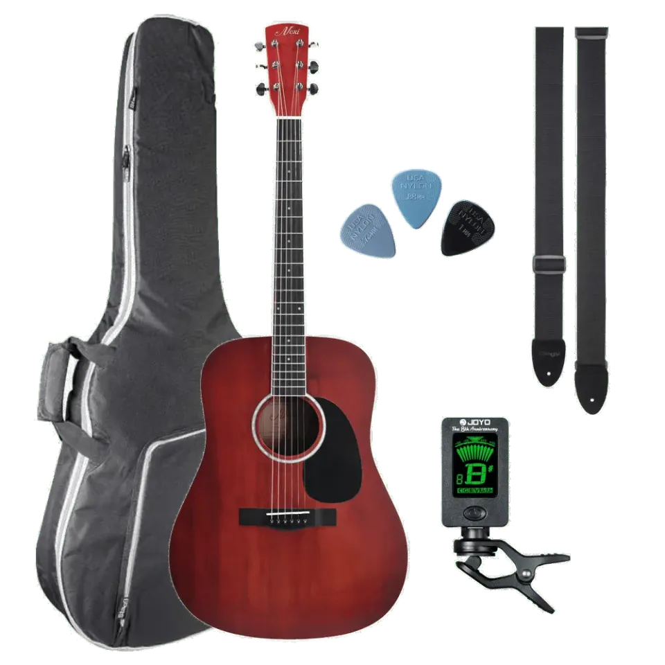NX rode akoestische gitaar starterspakket met hoes